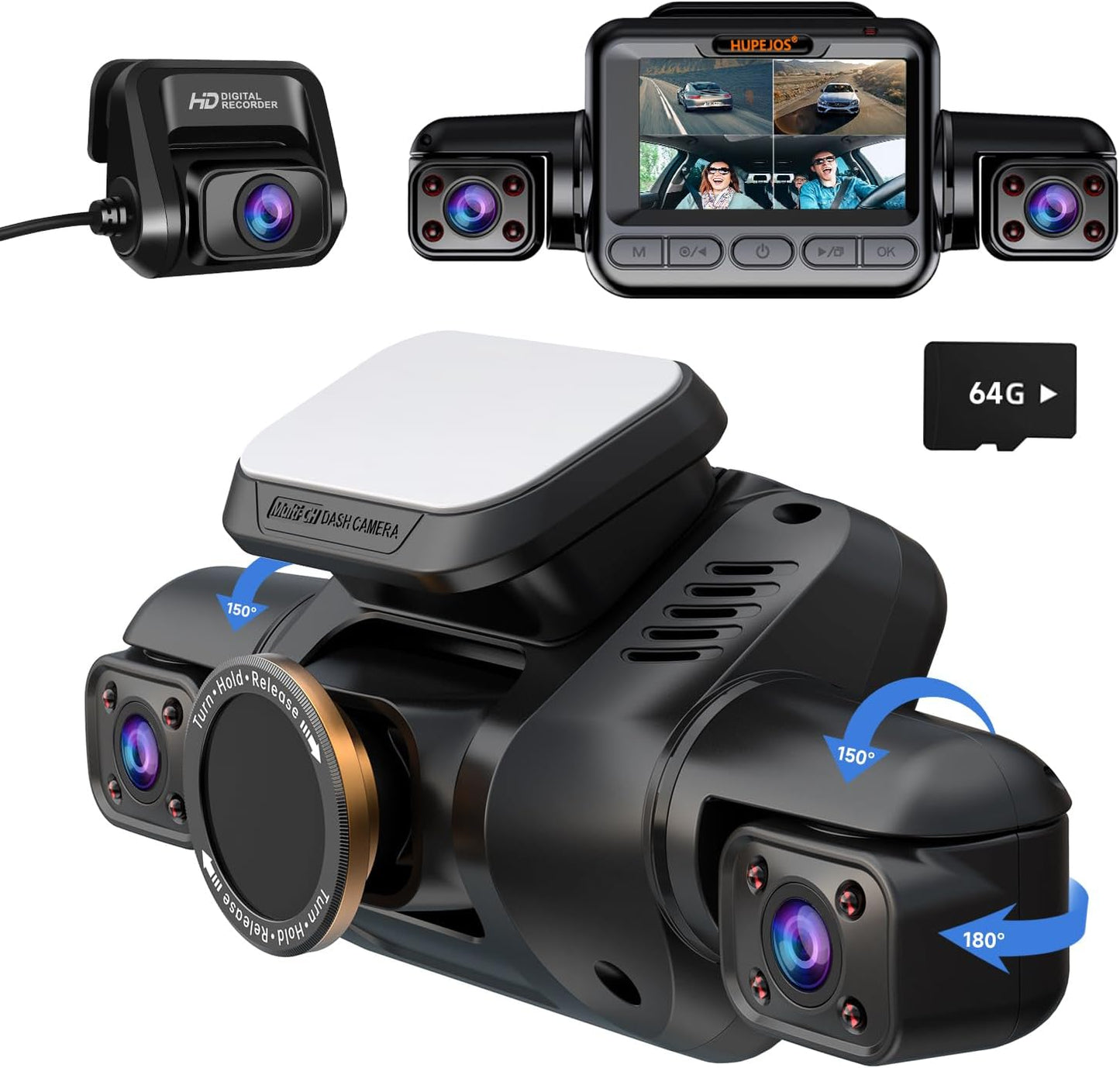 360 4K Dash Cam with Wi-Fi GPS & Night Vision