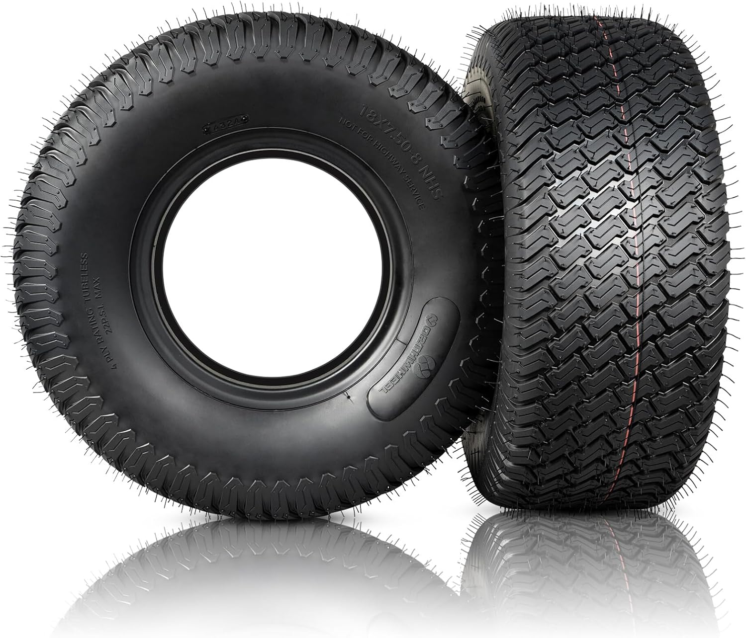 18x7.50-8 Lawn Mower Tire for Garden & Tractor - Turf-Friendly