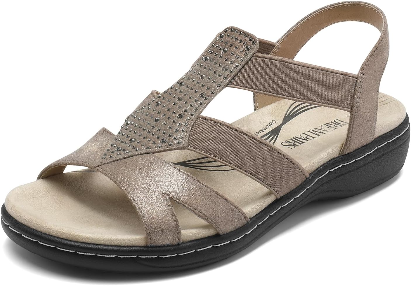DREAM PAIRS Women's Comfortable Arch Support Dressy Flat Sandals