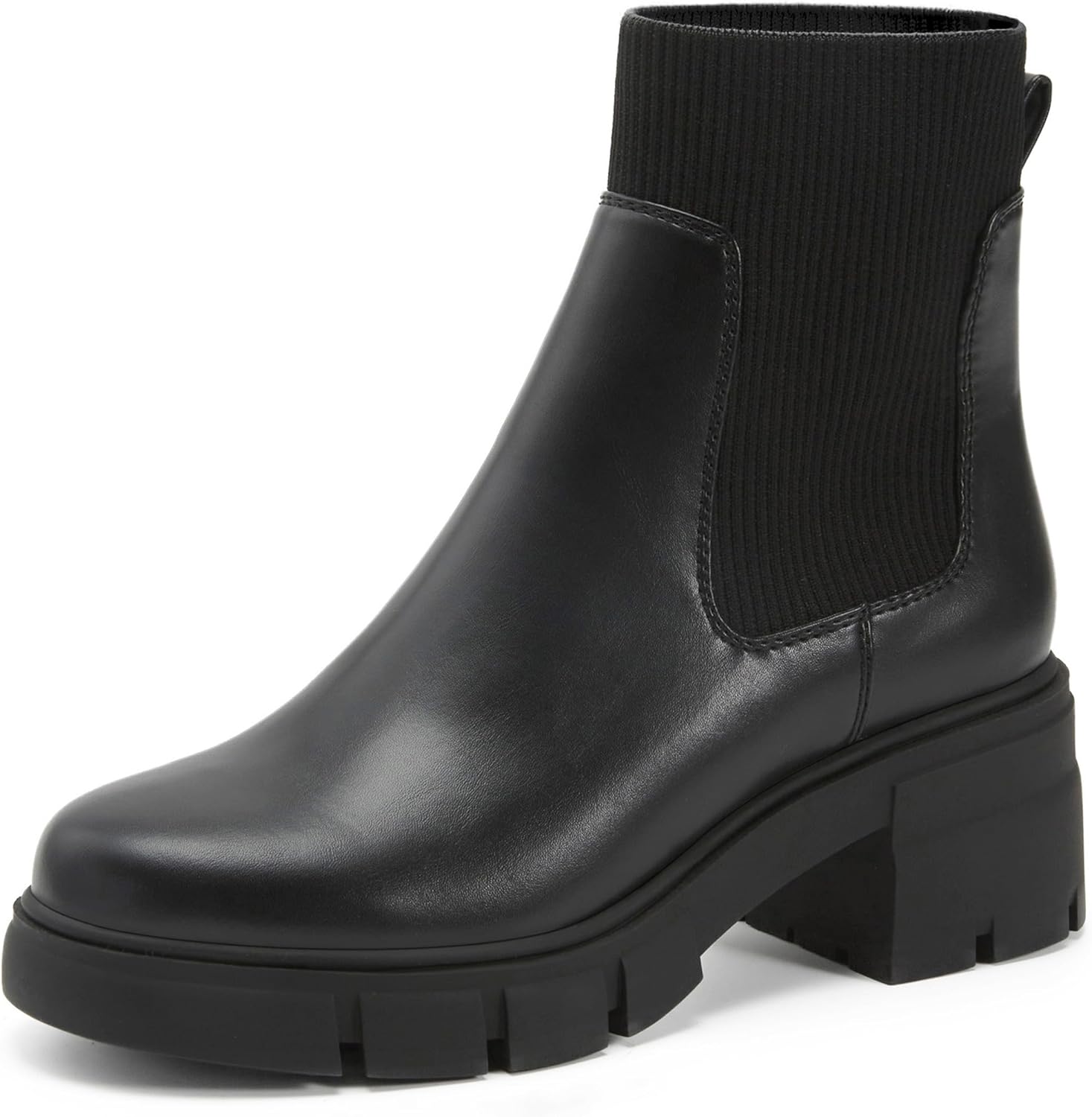 REDTOP Women's Elastic Chelsea Boots with Chunky Block Heels