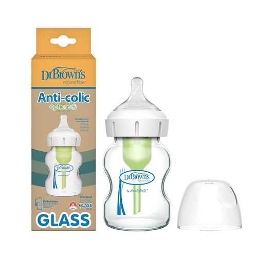 Dr. Brown's Wide-Neck Glass Baby Bottle - Anti-Colic Relief! - 5 oz
