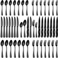 Black Silverware Set 48-Piece Flatware with Steak Knives - Durable
