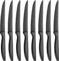 Black Steak Knives Set of 8 with Ergonomic Non-Slip Handles