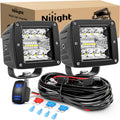 Nilight 3in 42W LED Cube Pair - Upgraded Combo Beam