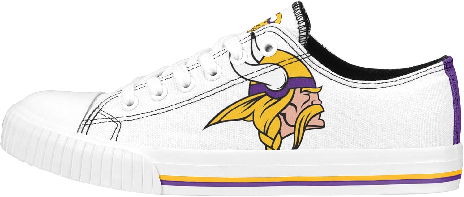 FOCO Women's NFL Team Big Logo Low Top White Canvas Sneakers