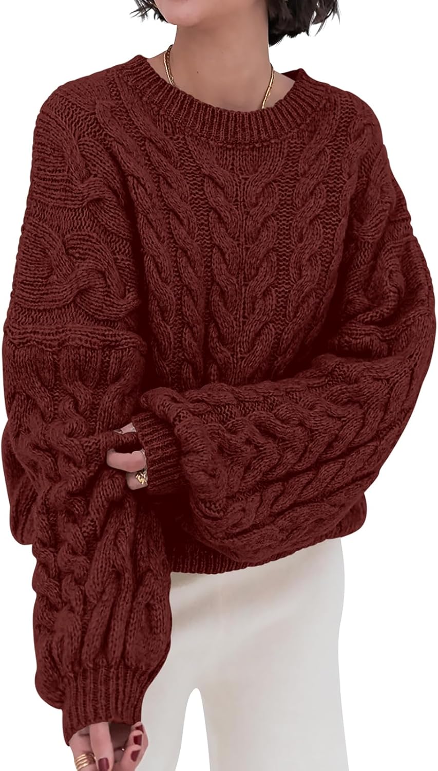 PRETTYGARDEN Womens Oversized Cable Knit Sweater for Fall 2025