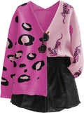 WDIRARA Leopard Tiger Print Cardigan V Neck Long Sleeve - Bold Women's