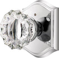 Glass Door Knobs Interior with Lock Crystal Privacy Polished Chrome