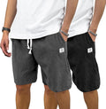 Mens Corduroy Shorts with Elastic Waist and Drawstring - Summer Casual