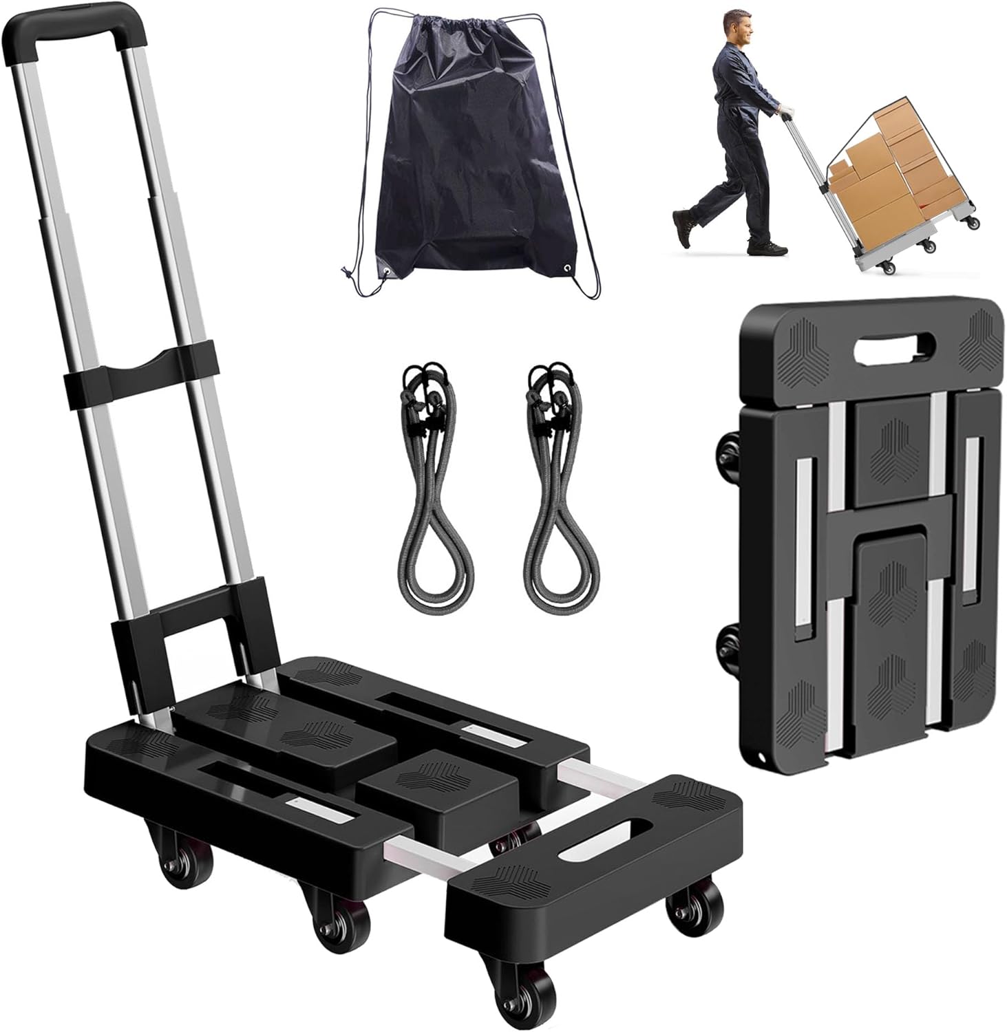 Folding Hand Truck Dolly for 500 lbs Heavy Luggage Transport