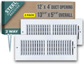 2 Way 12x4 Steel Air Supply Diffuser Register - Fits 12x4 Duct Opening