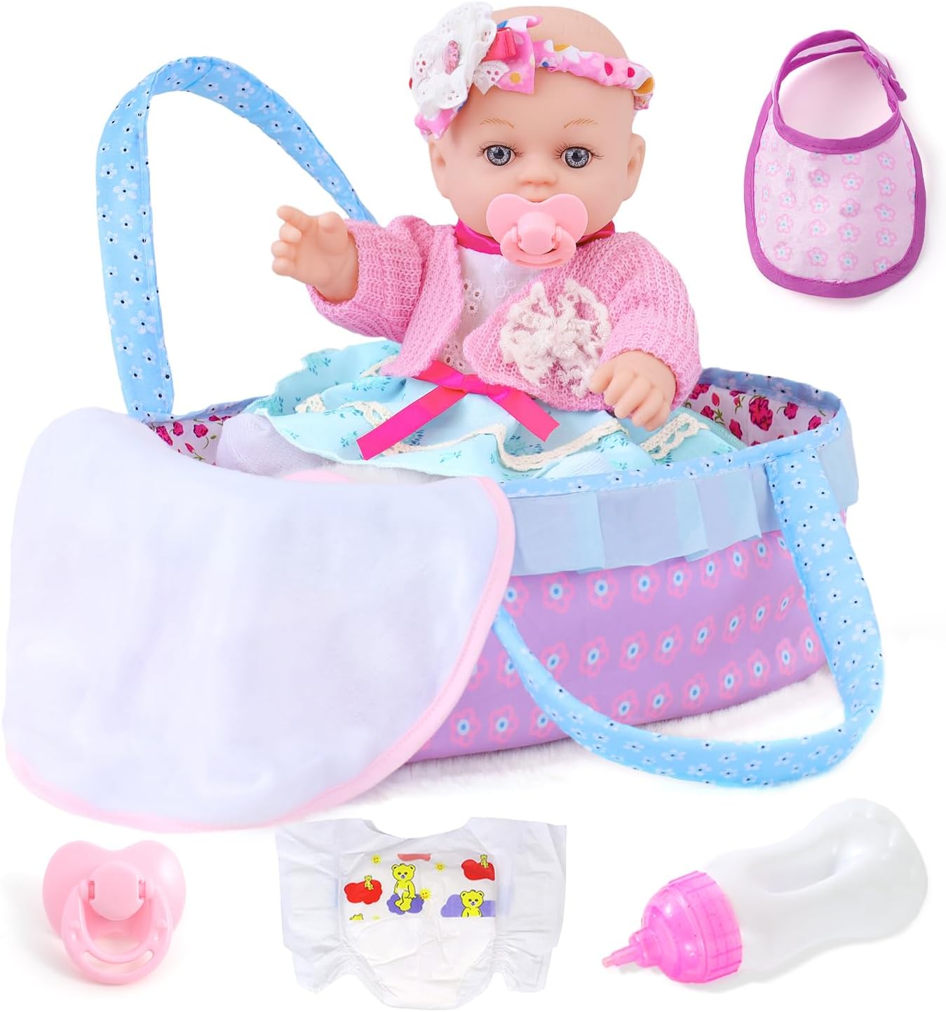 12 Inch Realistic Baby Doll Set - Complete with Accessories for Endless Fun