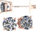 14K Gold Post Rose Gold-Plated Sterling CZ Studs 5.00ct Look