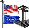 25 ft Heavy Duty Flagpole Kit with 136 LED Solar Light - Stable