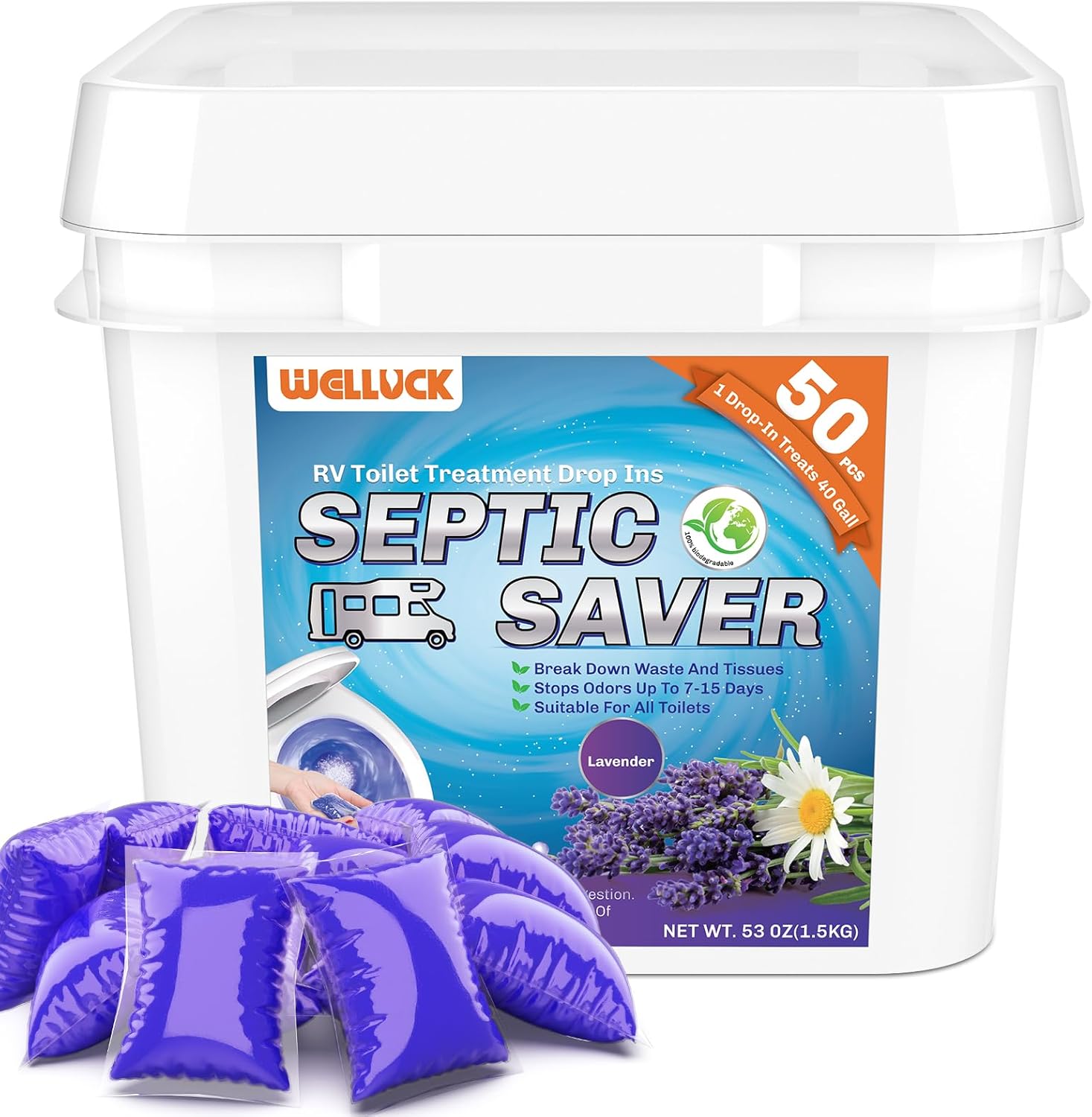 WELLUCK RV Toilet Treatment Drop Ins for Odor Control and Waste