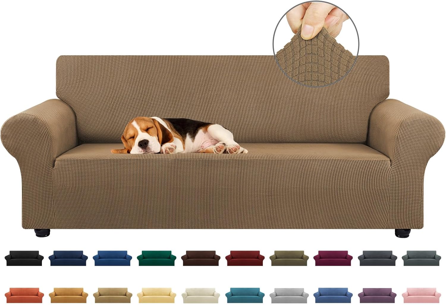 KEKUOU Stretch Sofa Cover Slipcover for 3 Cushion Couch Sofa