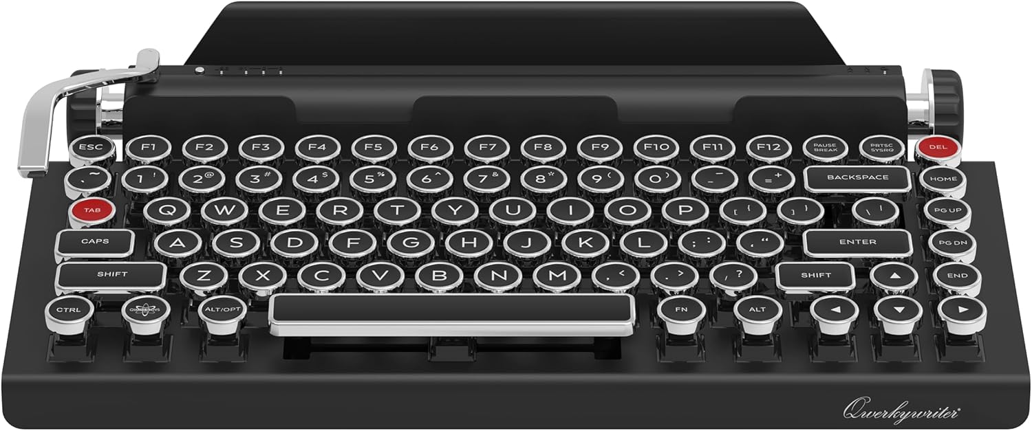 Qwerkywriter Retro Mechanical Keyboard with Tablet Stand Feature