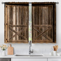 Farmhouse Wood Kitchen Curtains Short Tier Panels - Light Filtering 36