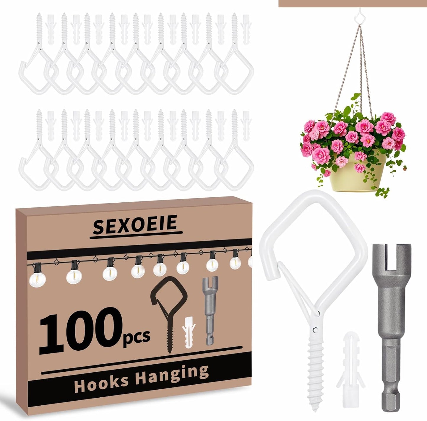 100 PCS White Eye Screw Hooks for Heavy Duty Hanging Needs