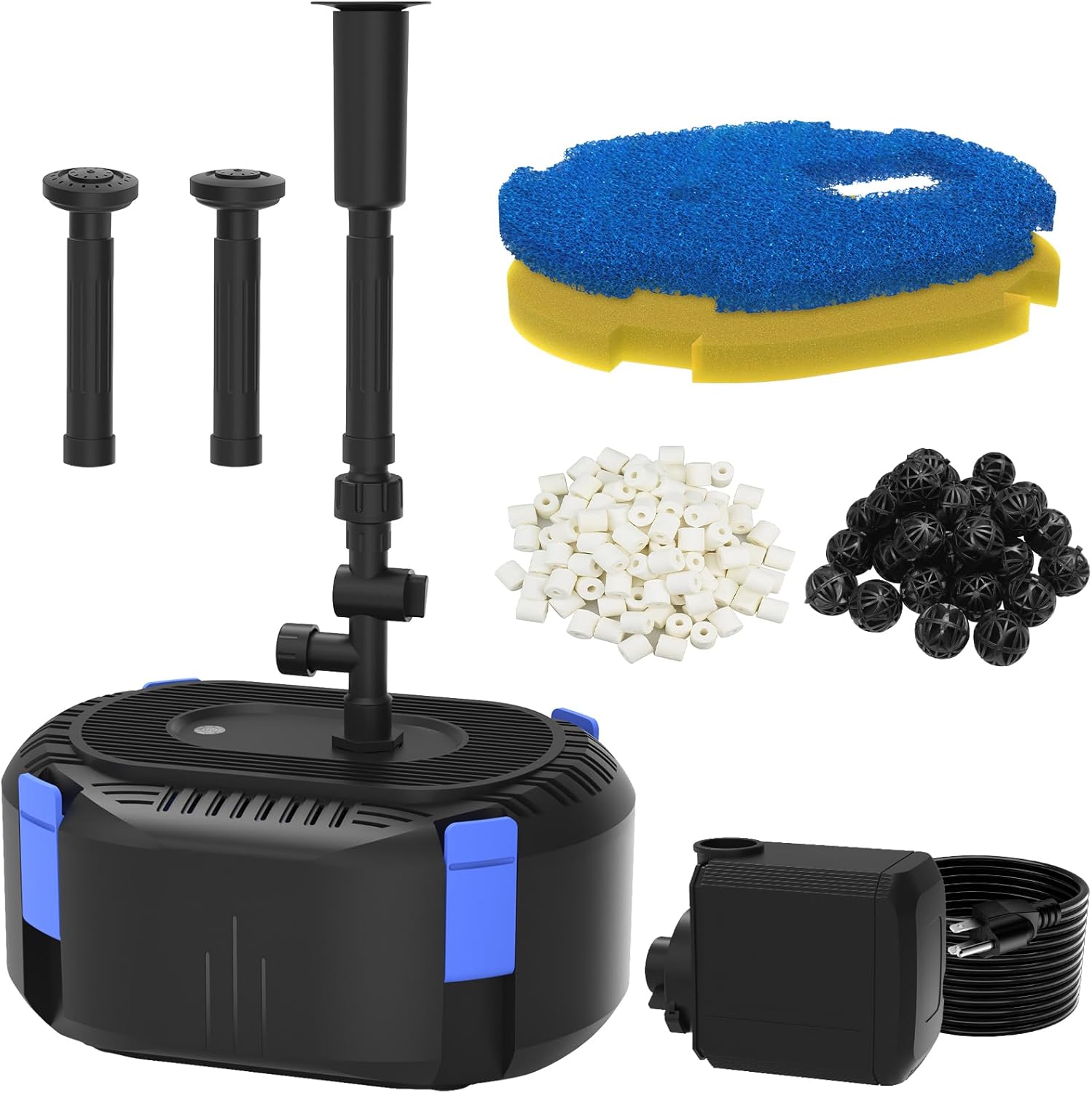 AquaMiracle Koi Pond Filters with Fountain Pump for Outdoor Ponds