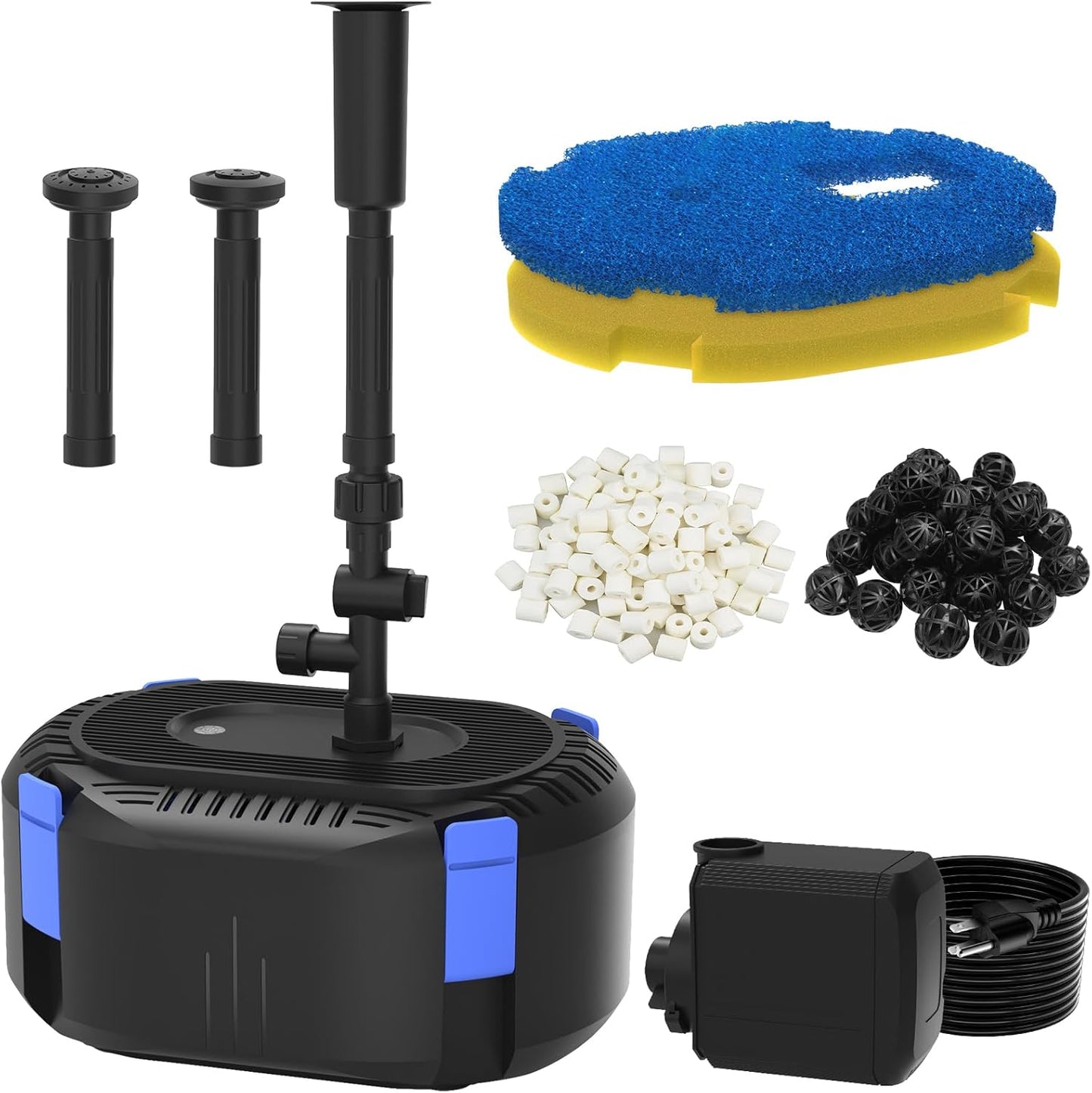 AquaMiracle Koi Pond Filters with Fountain Pump for Outdoor Use