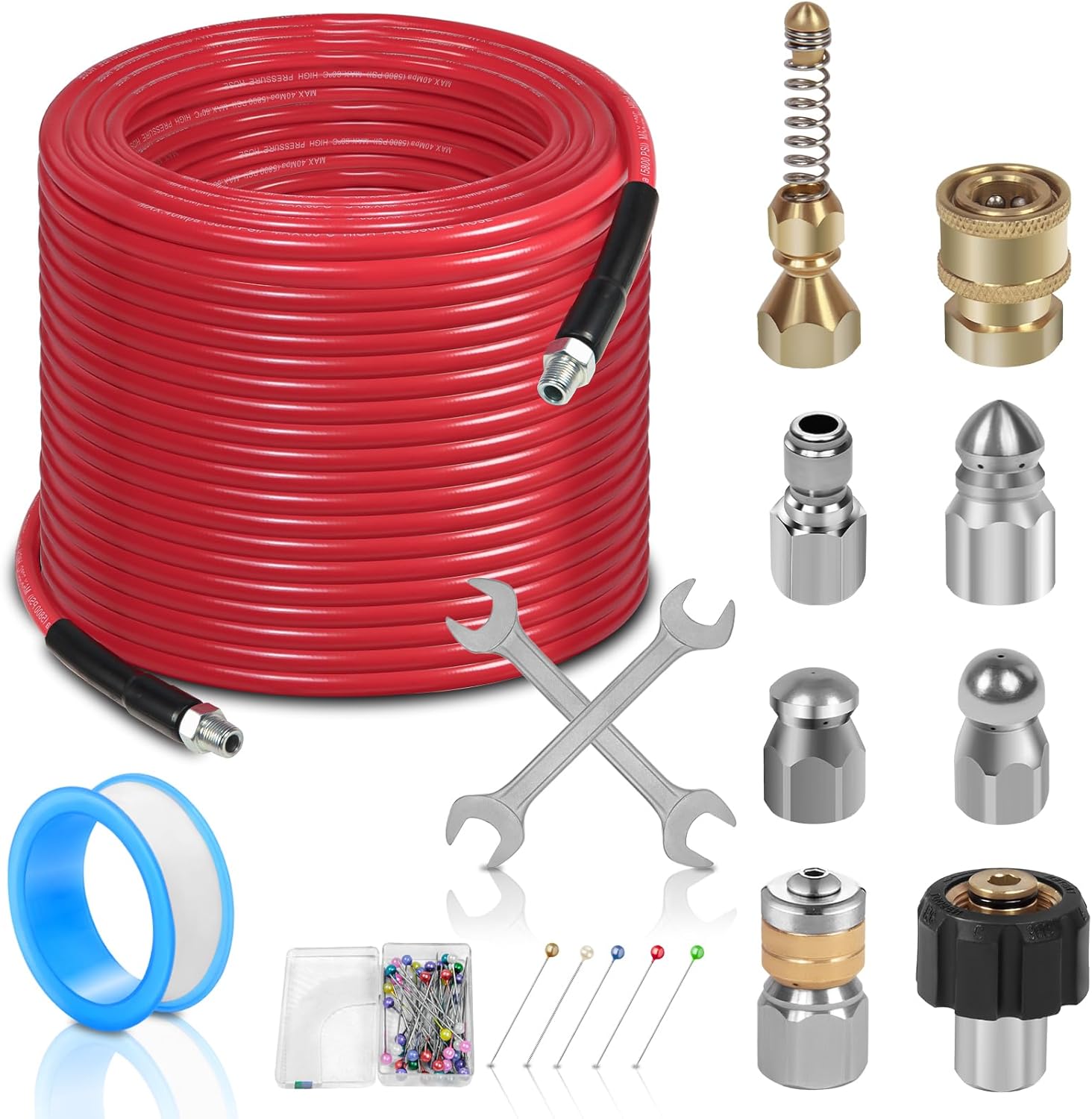 100FT Sewer Jetter Kit for Pressure Washer - Ultimate Drain Cleaner