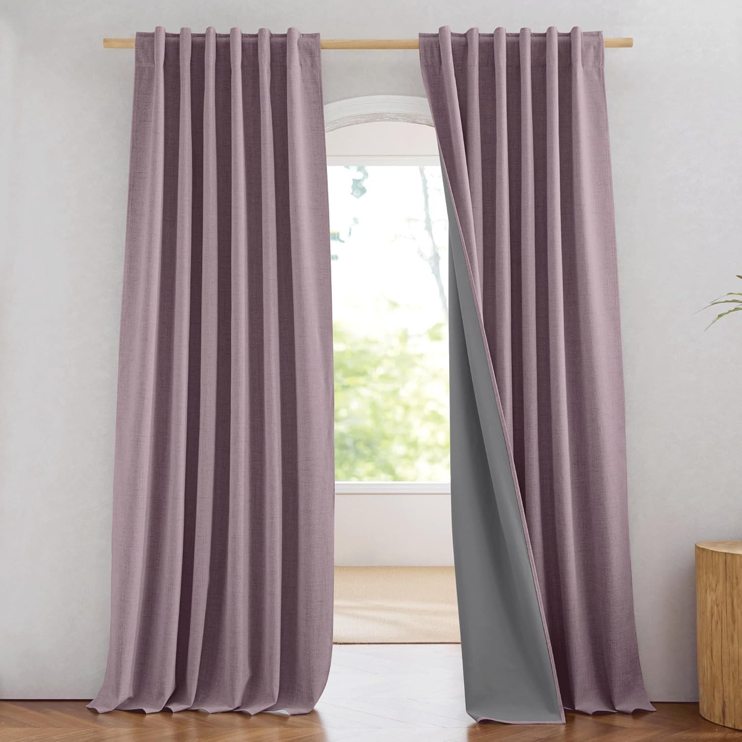 NICETOWN Vintage Linen Blackout Curtains for Living Room 90