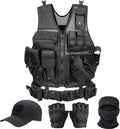 Tactical Vest for Men Airsoft Vest with Cap and Gloves - Versatile