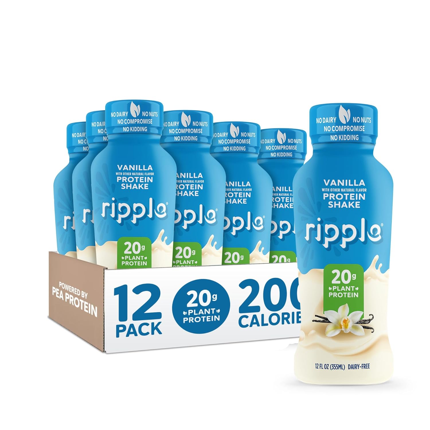 Ripple Vanilla Plant Based Protein Shake - 20g Pea Protein Per Bottle