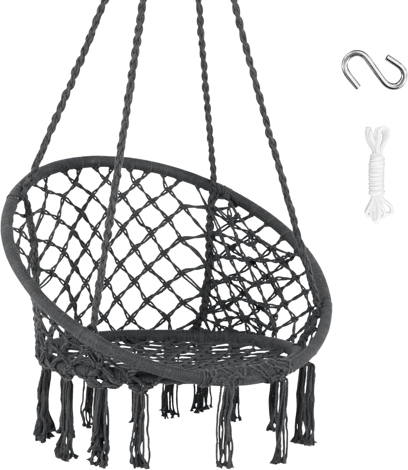SUNCREAT Handmade Macrame Hammock Chair - 330 lbs Capacity