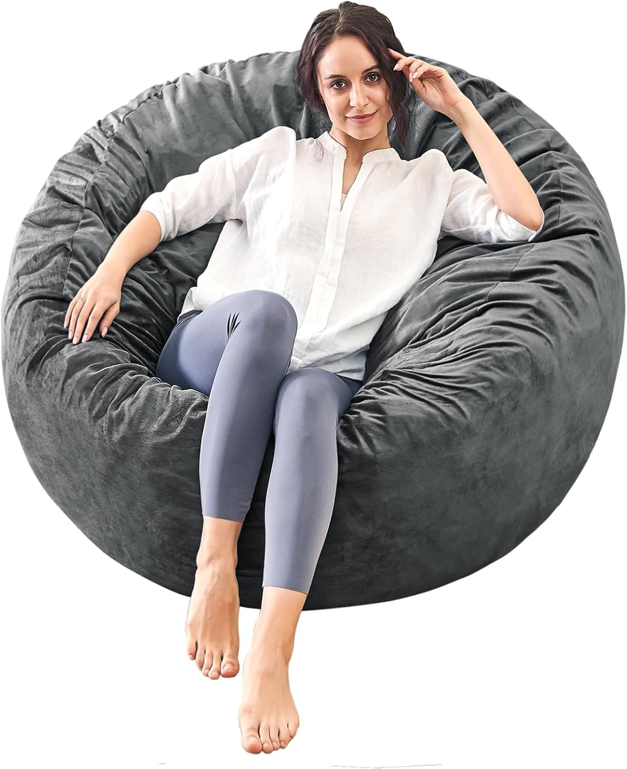 Plush Grey Bean Bag: Cozy Adult Lounger