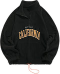 Men's Letters Embroidered Raglan Quarter Zip Fleece Pullover - Cozy
