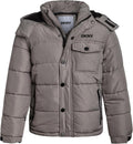 Boys Quilted Puffer Jacket - Wind Water Resistant Sherpa Hood