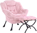 LITA Lazy Chair with Ottoman, Plush Pink - Comfortable Accent Lounge