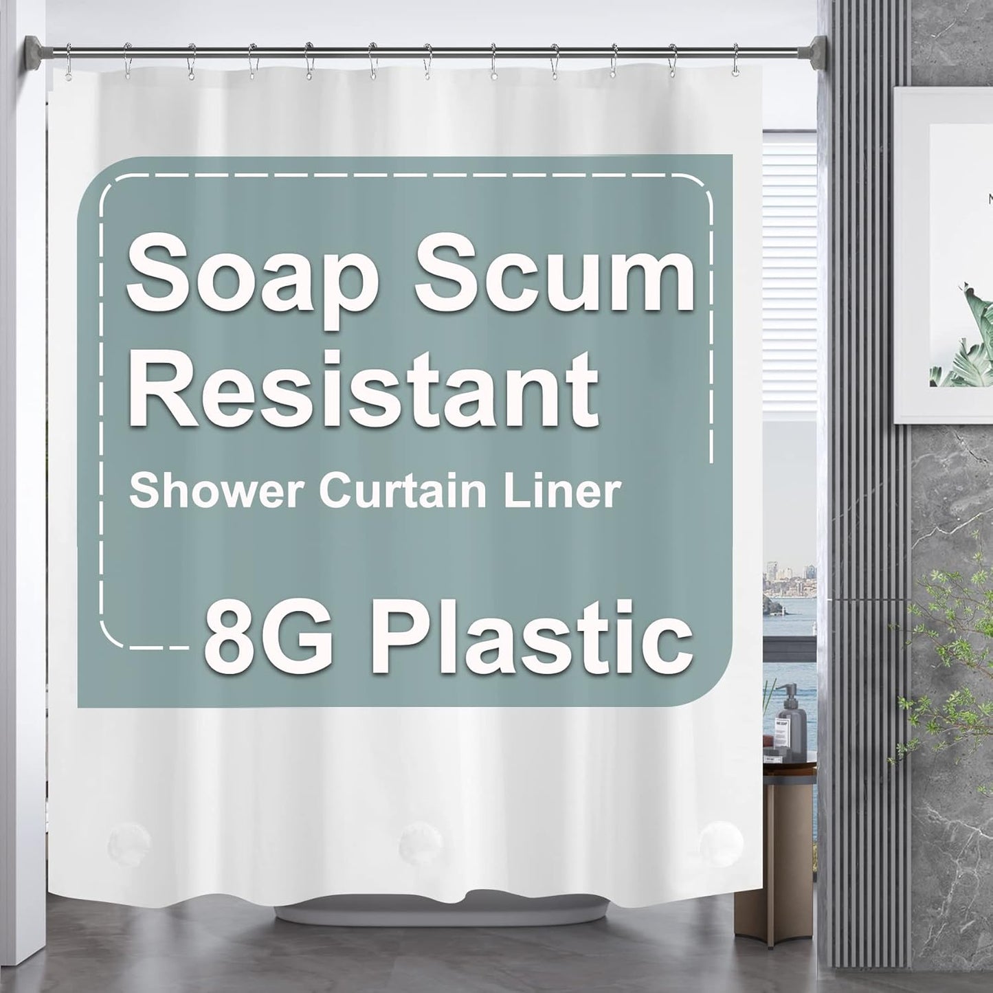 AmazerBath White 78 Waterproof Shower Curtain