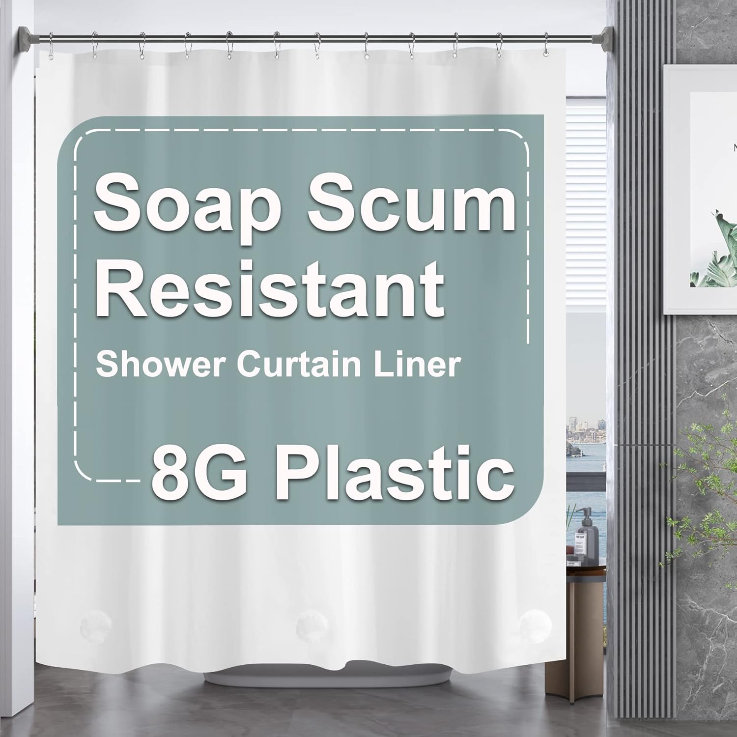 AmazerBath White 78 Waterproof Shower Curtain