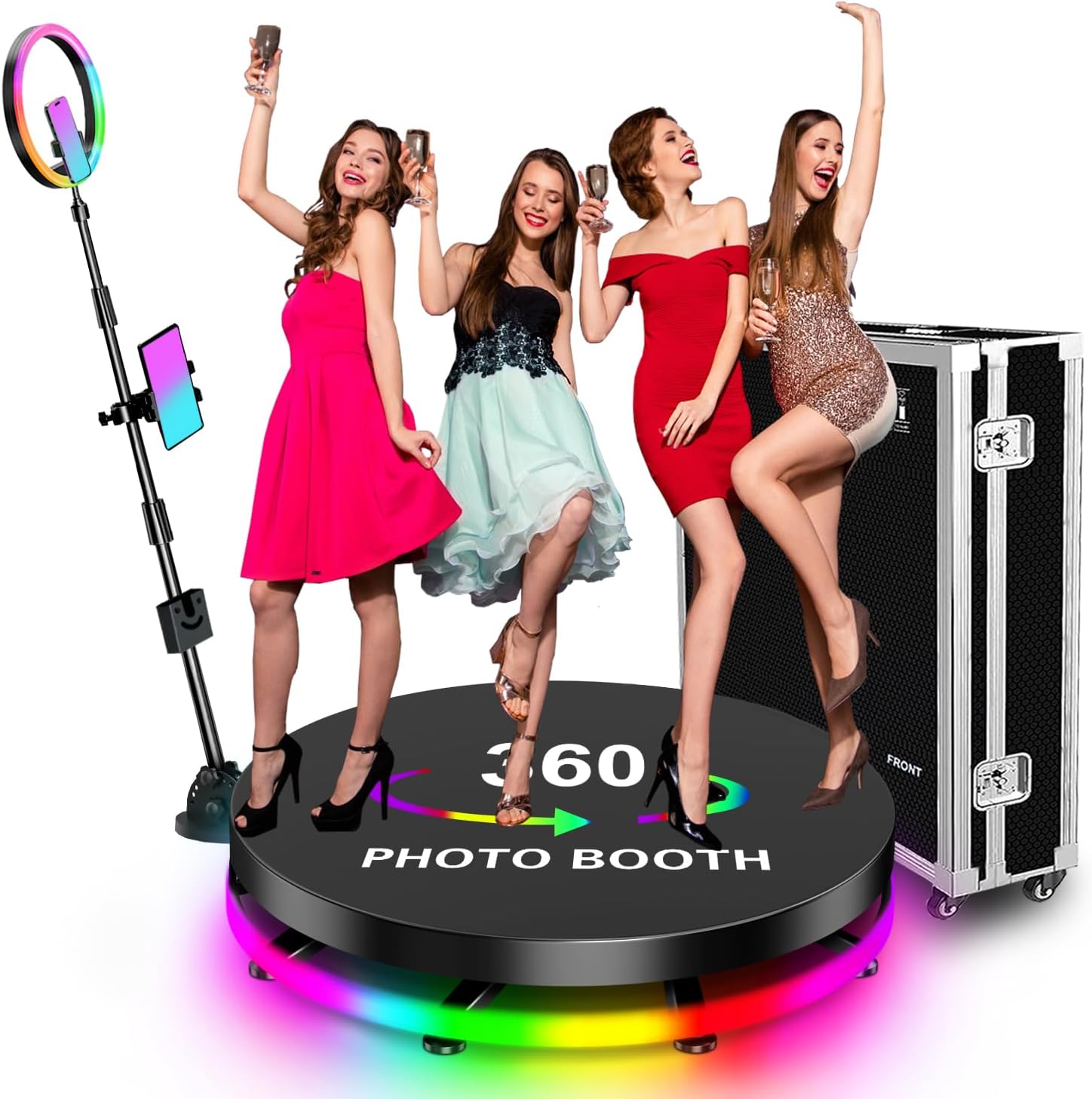 360 Photo Booth Machine for 3-4 People with Flight Case