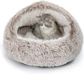 CATISM Plush Hooded Cat Bed Calming Nest - Self-Warming Cozy Pod