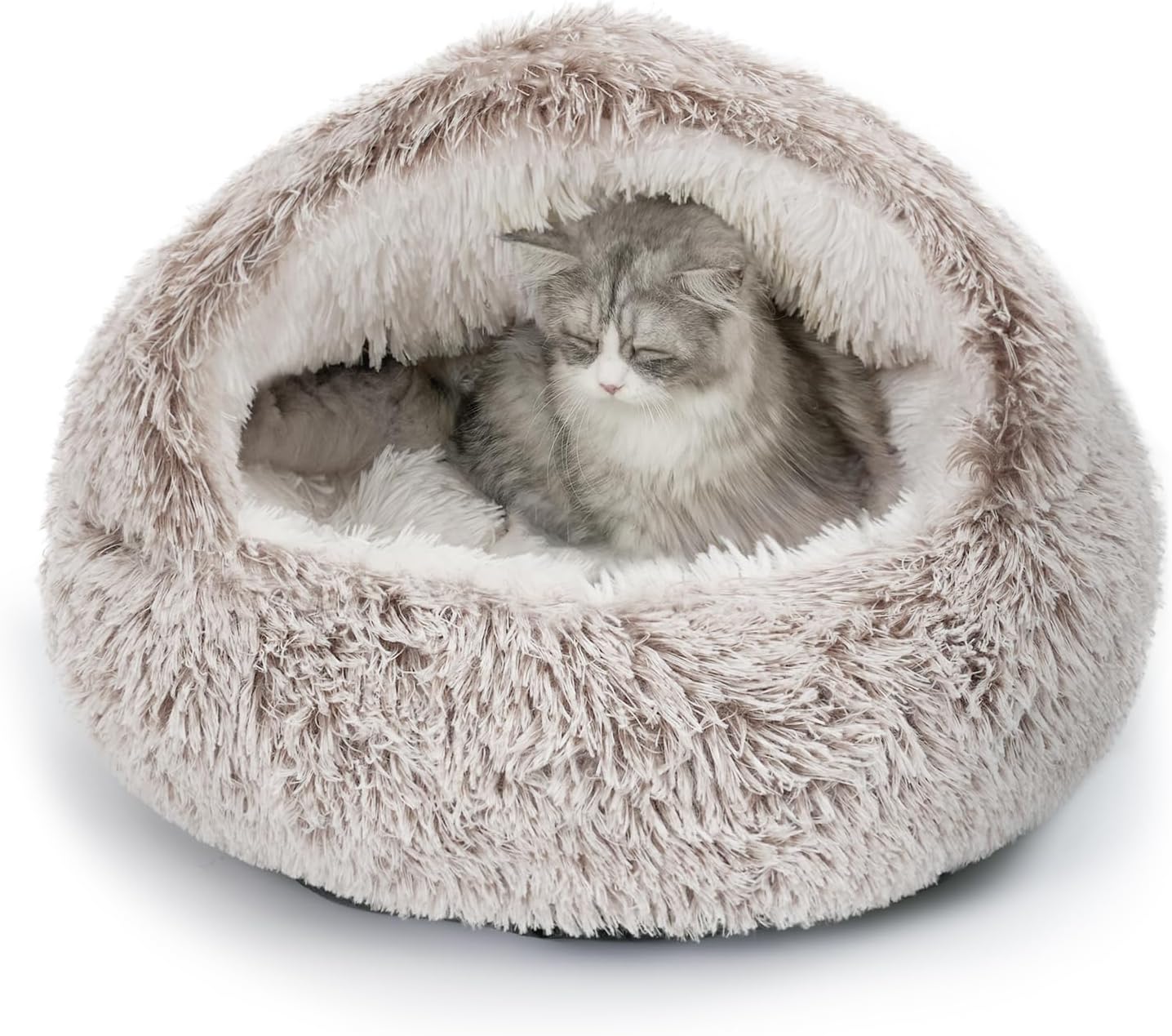 CATISM Plush Hooded Cat Bed for Cozy Indoor Comfort