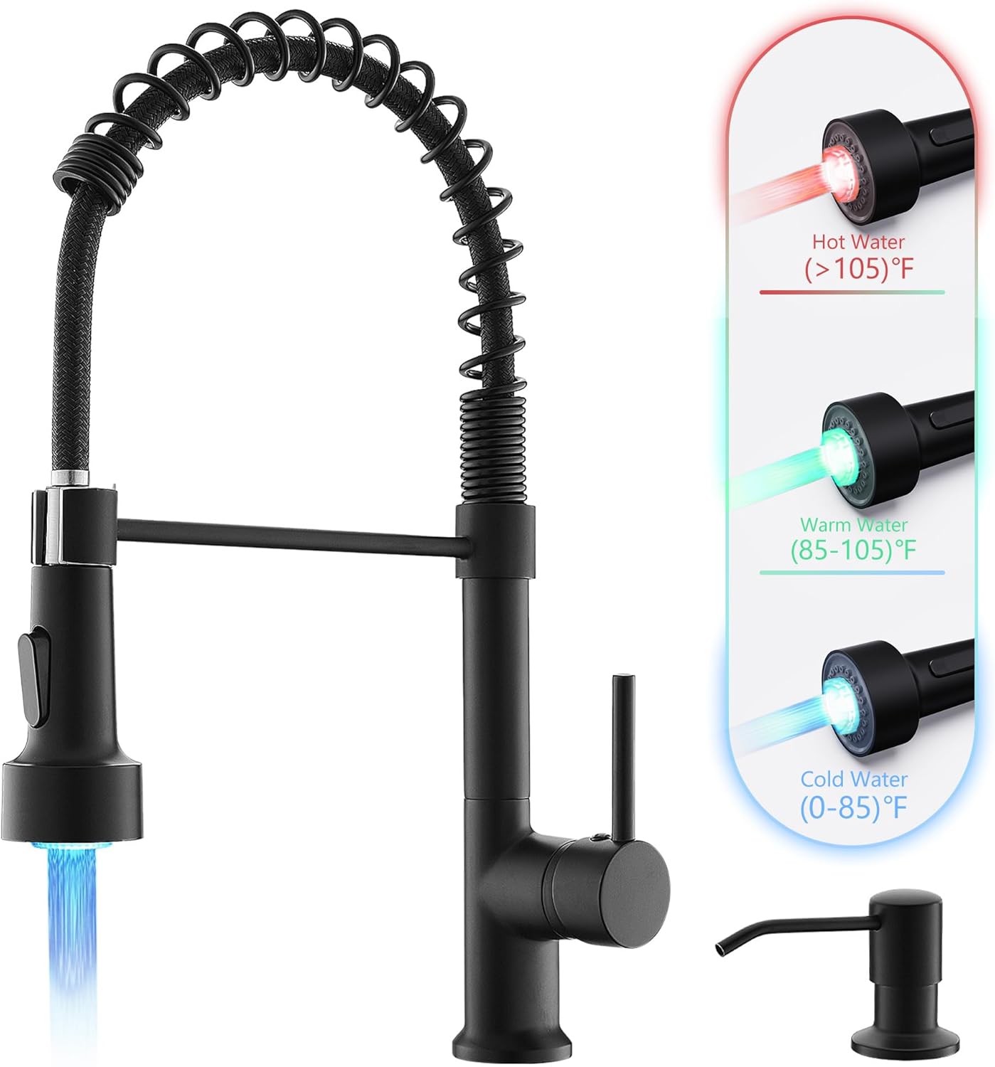 GIMILI Matte Black LED Kitchen Faucet with Soap Dispenser Review