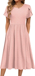 Women's Summer A-Line Midi Dress with Pockets - Floral & Solid Comfort