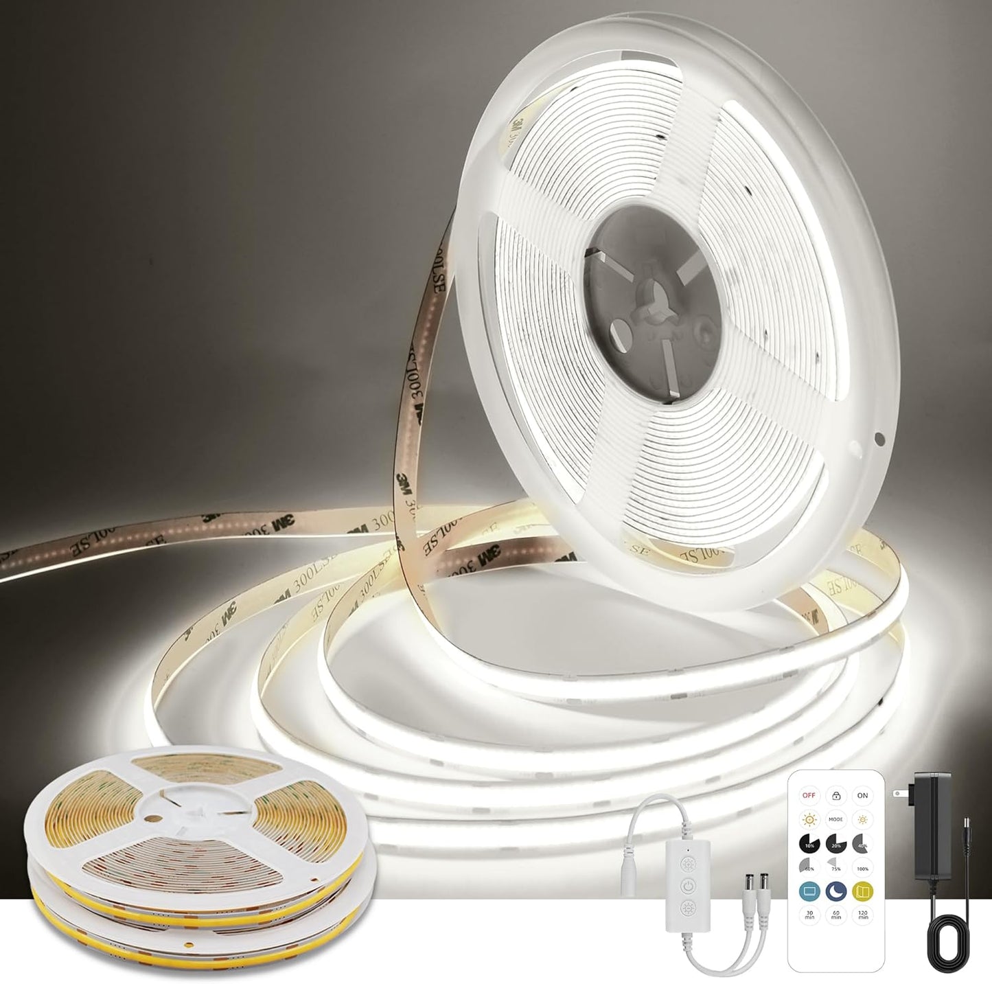 COB LED Strip Lights Cool White 24V Dimmable 65FT Flexible Kit