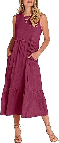 ANRABESS Women's Summer Casual Sleeveless Sundress with Pockets
