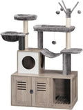HOOBRO Large Hidden Litter Box Cat Tree - All-in-One Cat Condo