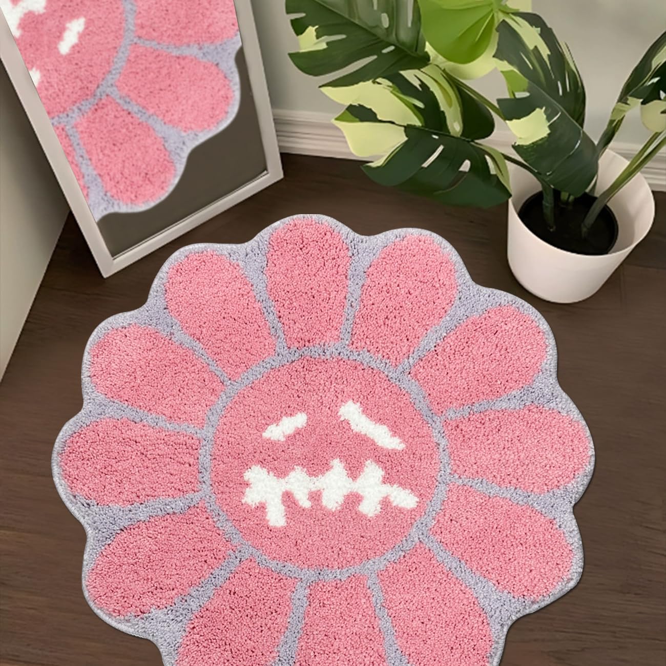 Trippy Happy Face Rug for Bathroom - Soft Non Slip Bath Mat