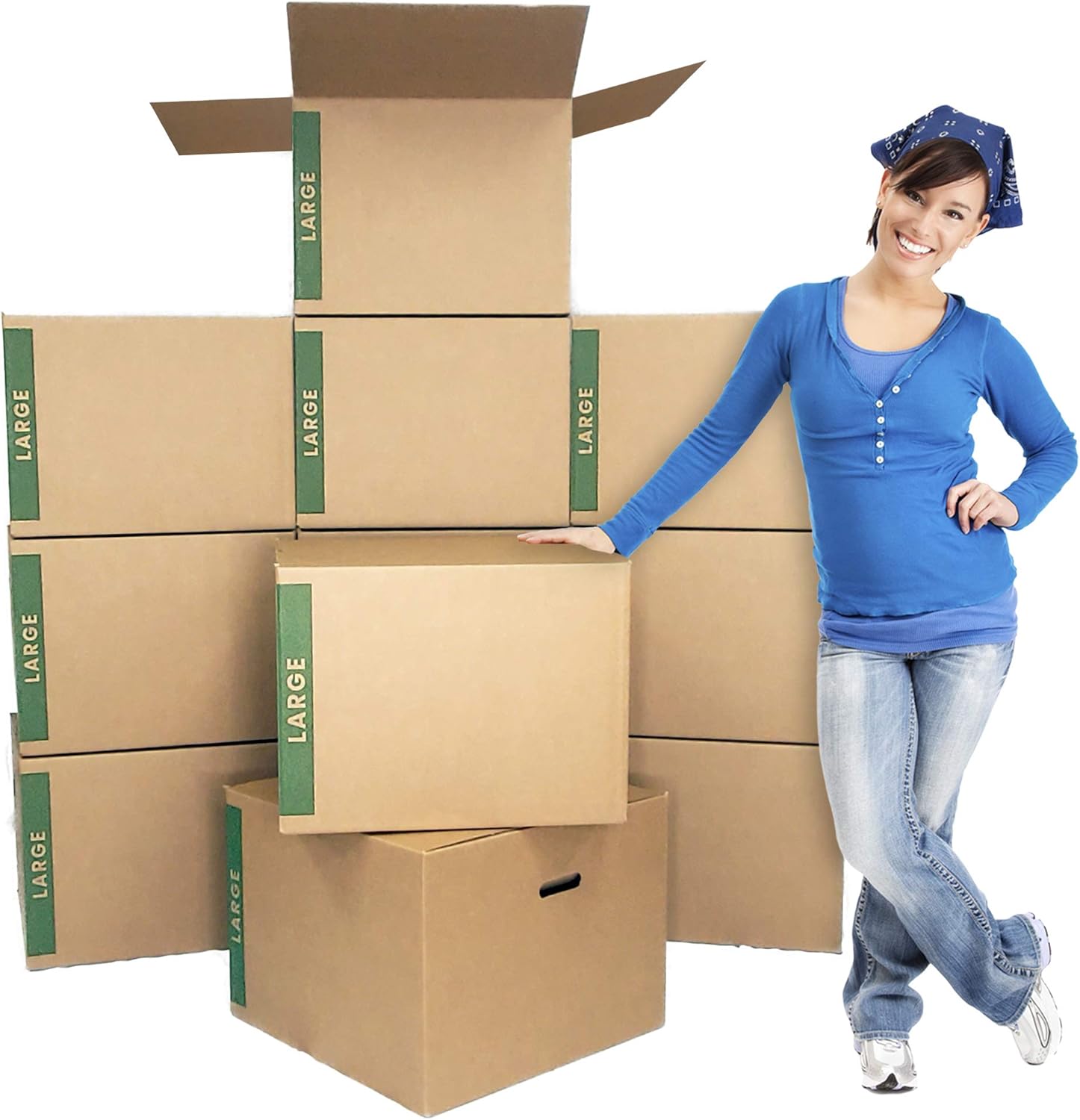 Large Moving Boxes Pack of 12 with Handles for Easy Packing