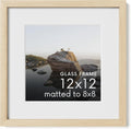 12x12 Picture Frame with Mat - Natural Oak, Real Glass