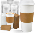 Ginkgo 100 Pack 20 oz Disposable Paper Coffee Cups with Lids