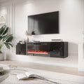 70ft Floating TV Stand with 36ft Electric Fireplace - Floating