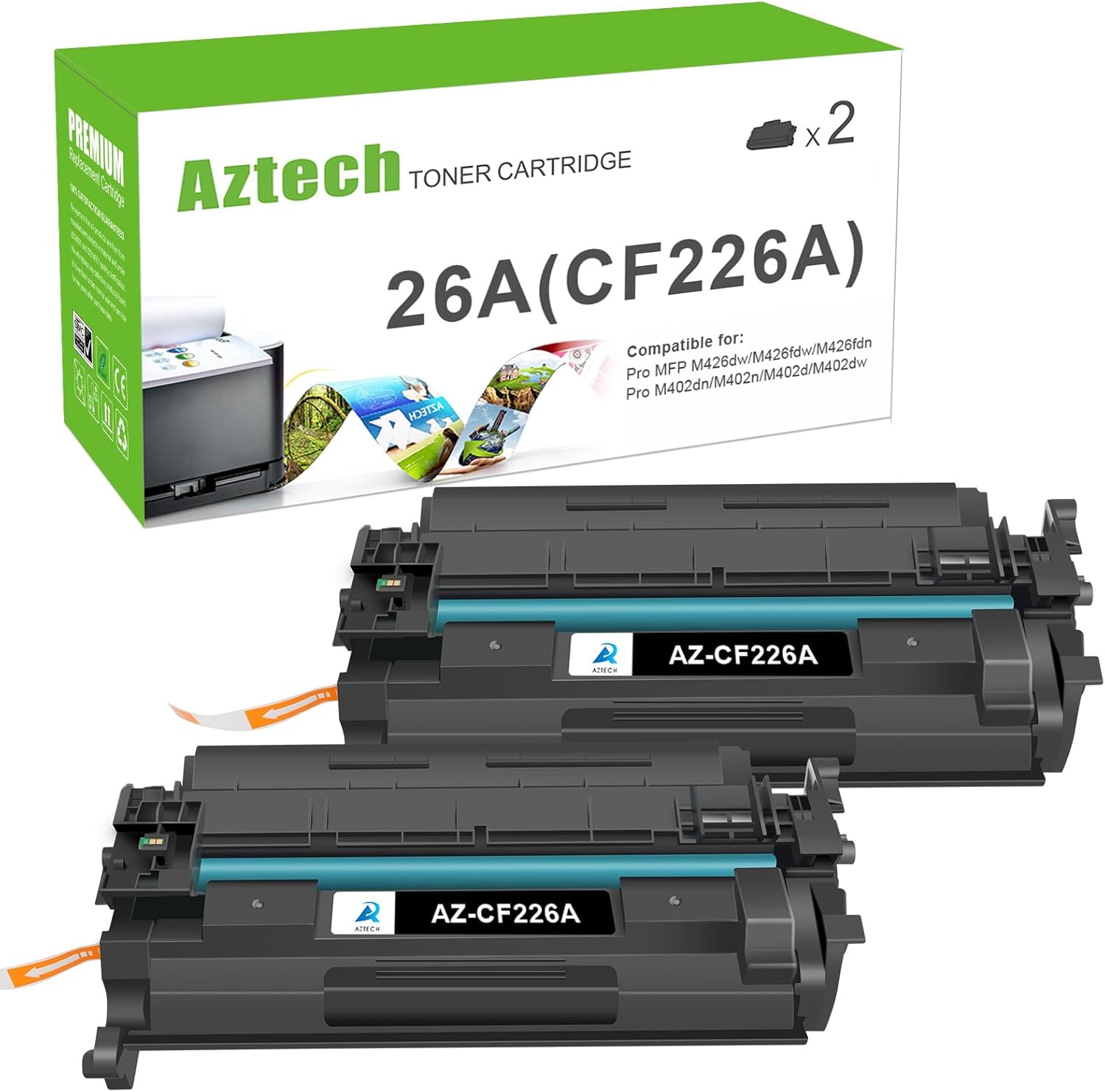 Aztech 26A Toner Cartridge 2 Pack for HP Printers - High Yield